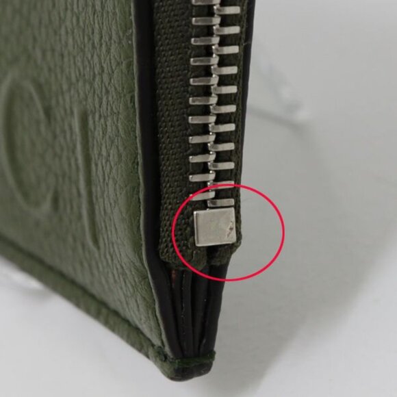 Gucci Logo Zip Card Case Leather Khaki - Picture 6 of 6